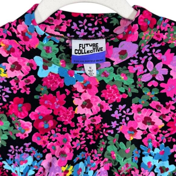 Future Collective Long Sleeve Mock Neck Side Ruched Slit Midi Dress - Size M - Picture 4 of 7